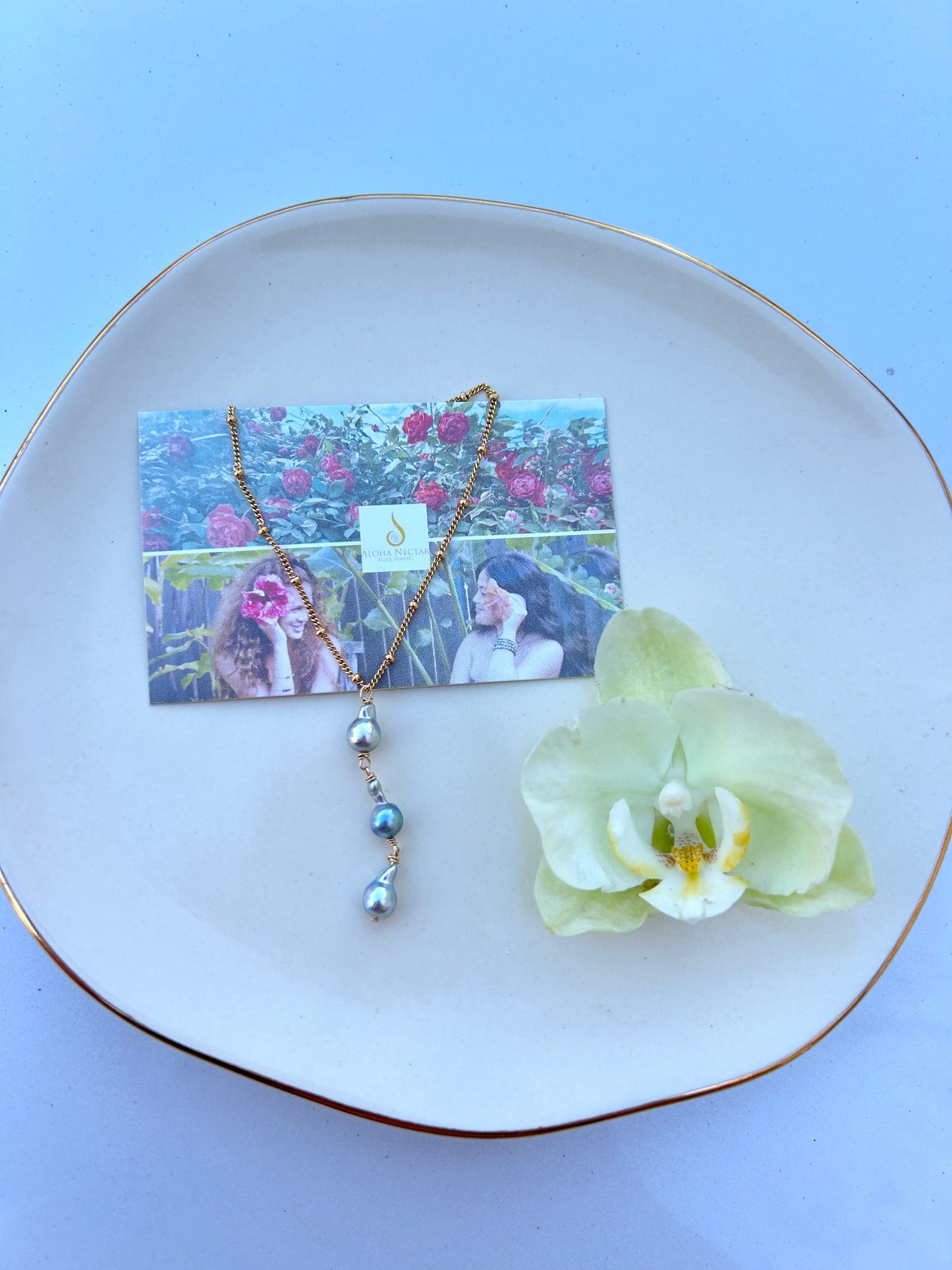 Triple Akoya Pearl Waterfall necklace