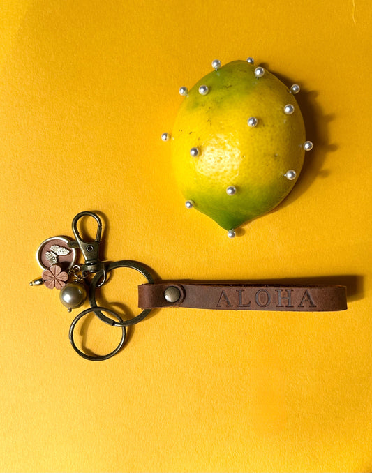 Leather ALOHA keychain