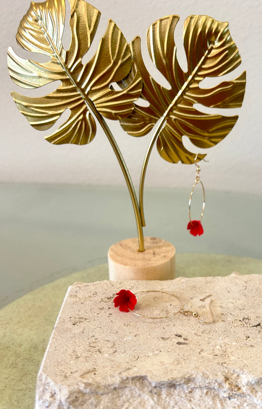 Single Red Hibiscus hoops