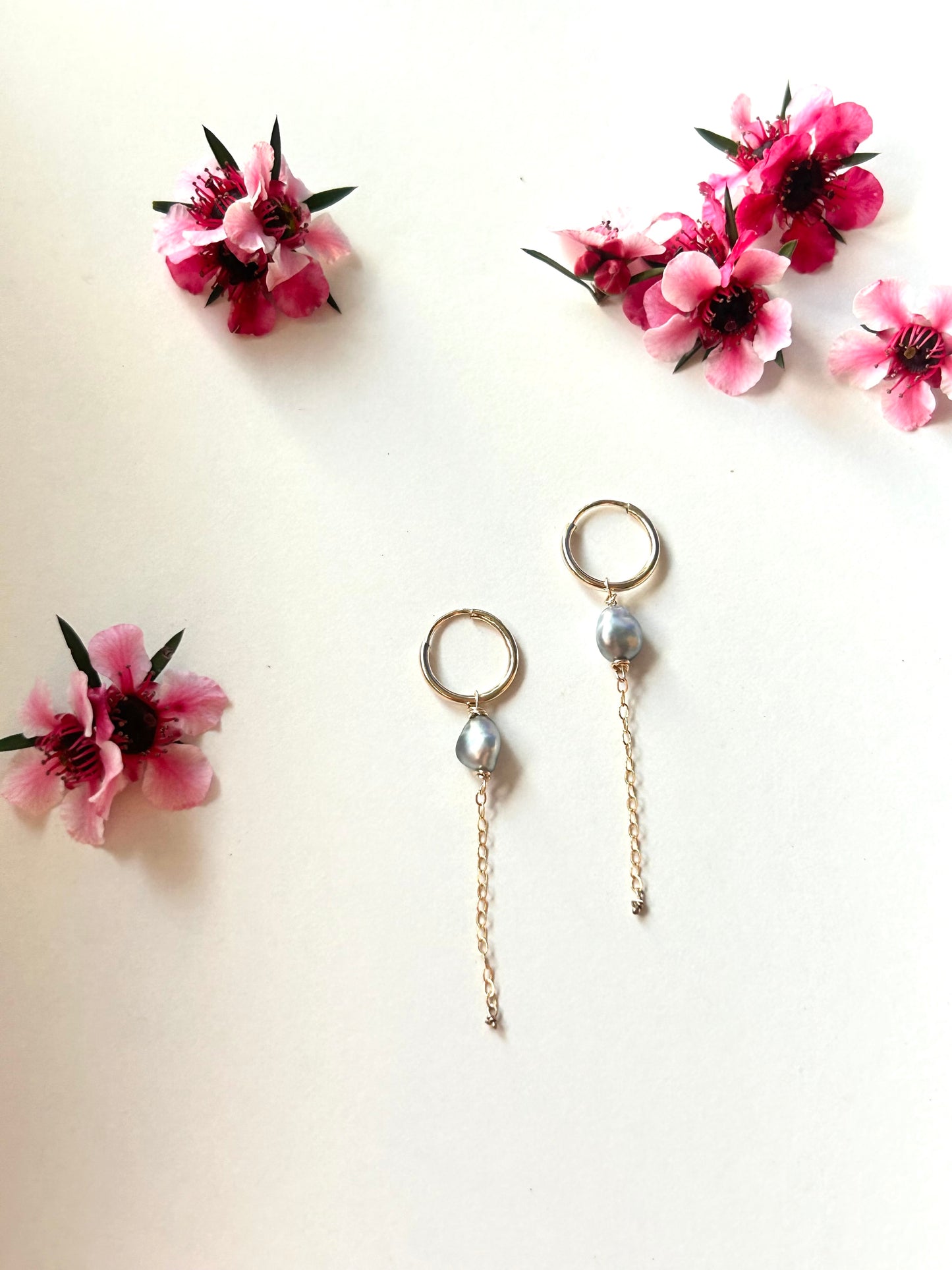 Tahitian keshi pearl huggies small